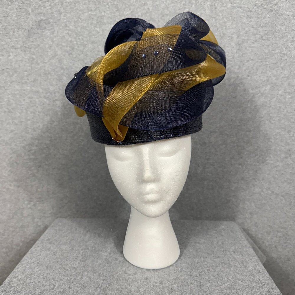Navy blue and gold KENTUCKY DERBY hat or Church Service Hat.